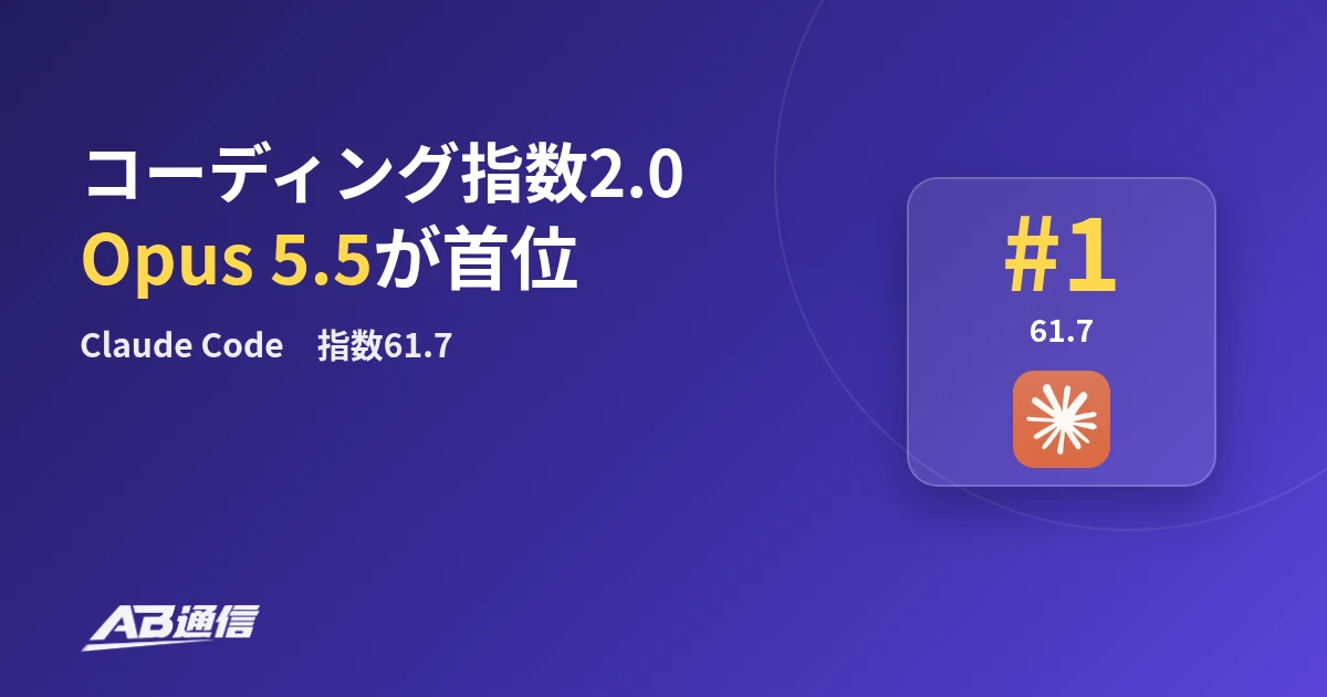 コーディング指数2.0でOpus 5.5が首位　Claudeのアプリアイコン