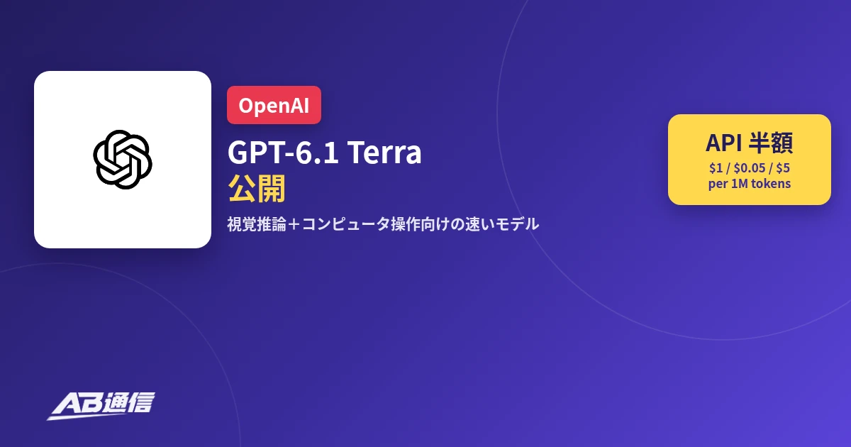 OpenAIがGPT-6.1 Terraを公開したことを伝えるニュースのアイキャッチ