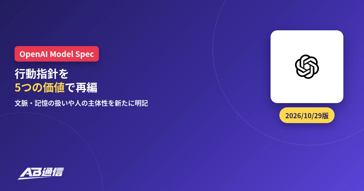 OpenAIがModel Specを5つの価値で再編したニュースのアイキャッチ