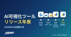 AI可視化ツールのリリース年表2026：Search Console・Bing・Clarity・GA4・ChatGPT Adsの公式発表32件【2026年10月】のアイキャッチ画像