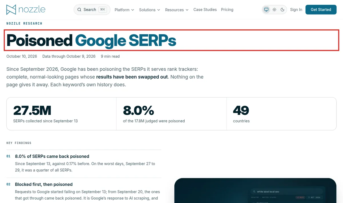 Nozzleの調査レポート「Poisoned Google SERPs」のページ
