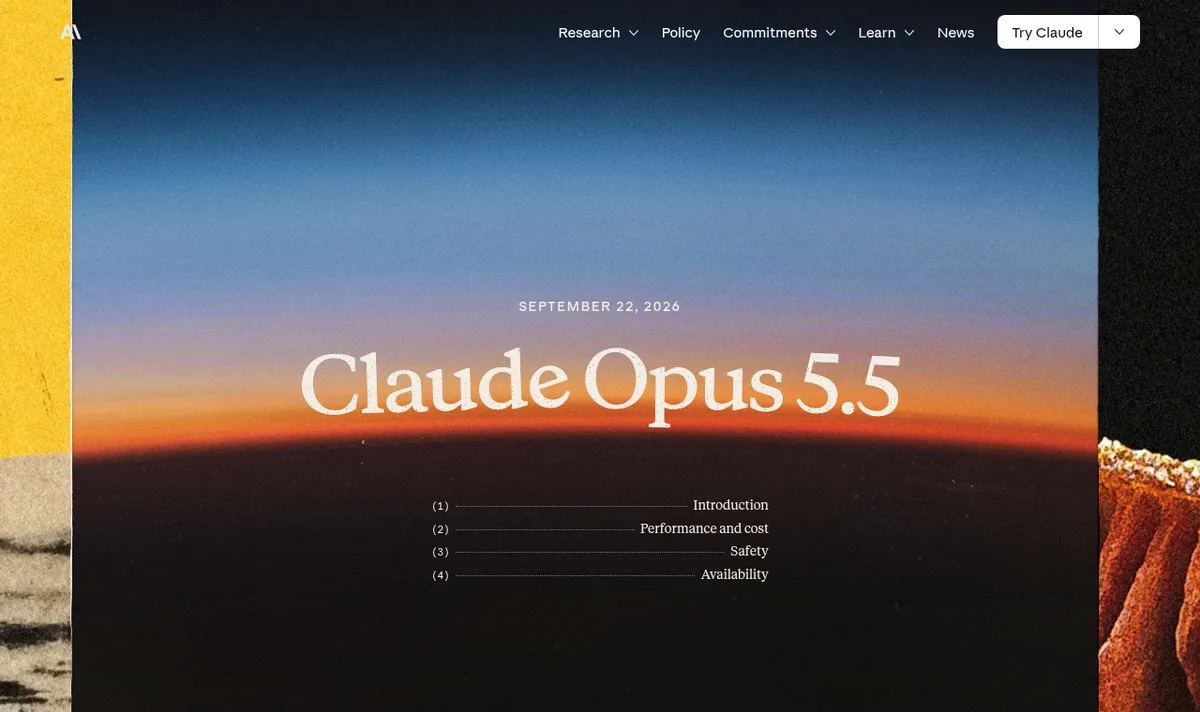 Claude Opus 5.5を発表したAnthropicのページ