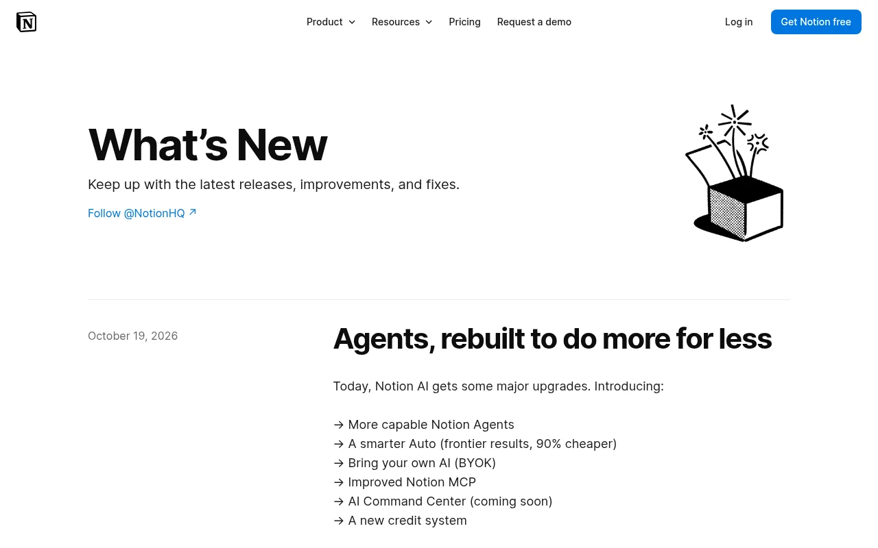What’s New（Notion公式リリースノート）の画面
